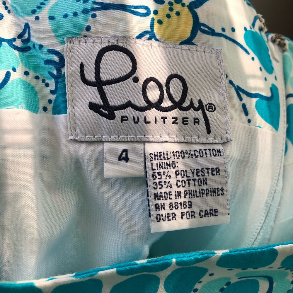 Vintage Lilly Pulitzer blue leopard flower dress, size 4 - Picture 7 of 8